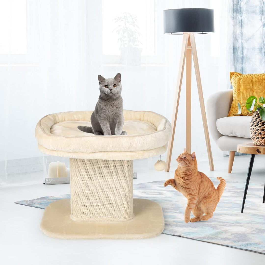 COSTWAY Kratzbaum Klein, 50cm hoch, Katzenbaum mit weicher Plüschsitzfläche & Sisal-Kratzsäule & Bal