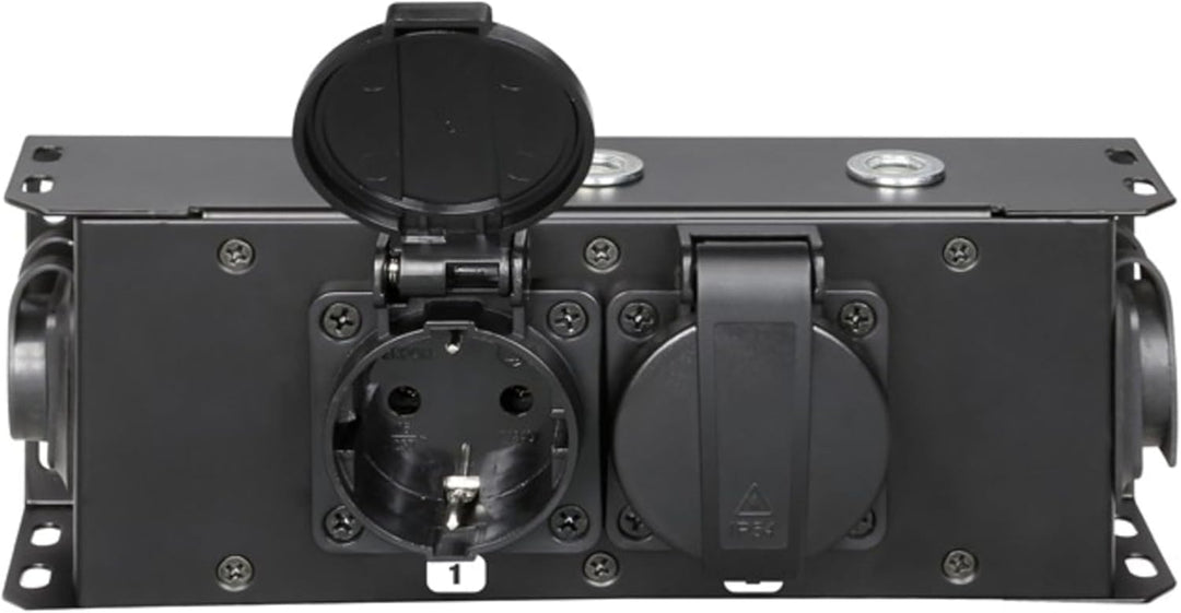 Adam Hall Cables PRO PORT 2 T - Stromverteiler, 2 x Schukobuchse IP54, IP65 In & IP65 Out, stahl, sc
