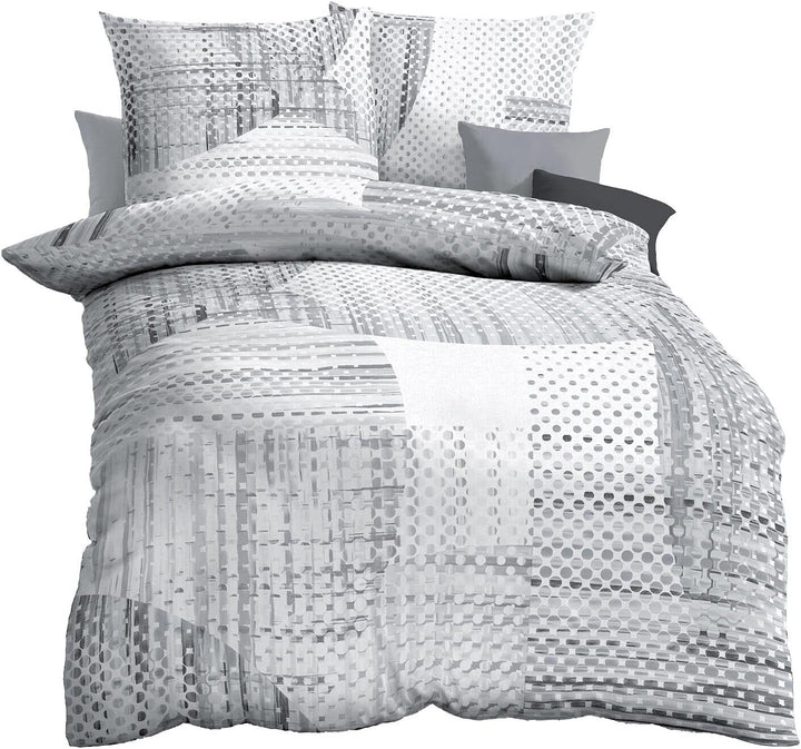 Kaeppel Mako-Satin Bettwäsche Supreme Silber, 1 Bettbezug 155 x 220 cm + 1 Kissenbezug 80 x 80 cm Si