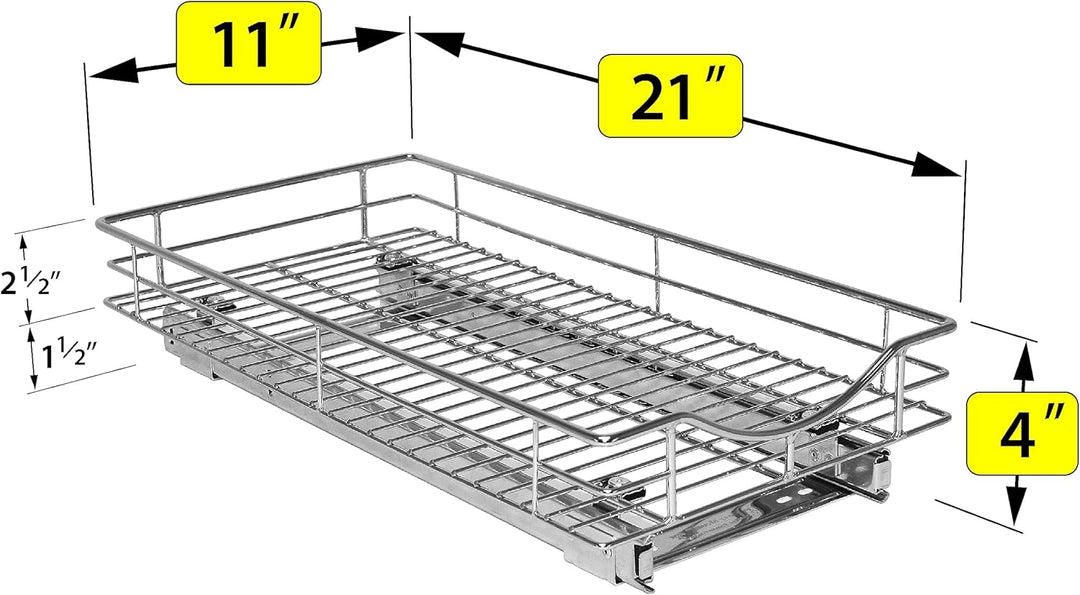 Lynk Organizer aus Chrom Ausziehbares Regal unter dem Schrank, Metall, 11" W x 21" D, 11" W x 21" D