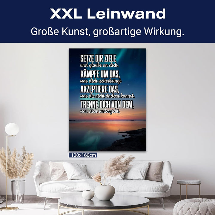 wandmotiv24 Motivations Motiv als Leinwandbild, 40x30cm, Hochformat, Motivation, setze dir Ziele, Me