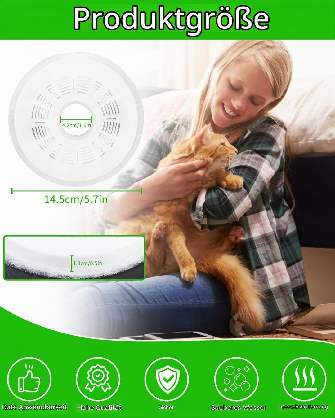 8 Stück Katzenbrunnen Filter,Cat Water Fountain Filters,Ersatzfilter Trinkbrunnen für Katze,Aktivkoh