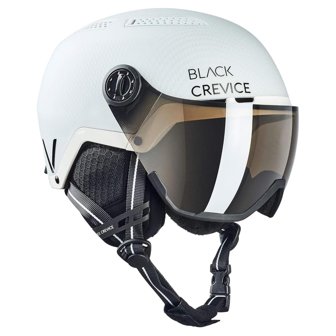 Black Crevice Skihelm Chamonix I Skihelm mit Visier im Pilotenstyle I Skihelm Herren & Damen I Unise