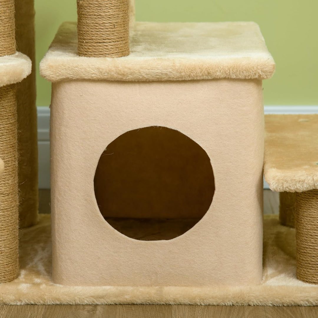 PawHut Hundetreppe 3/4 Stufen 66 cm Hoch Haustiertreppe mit Schlafhöhle, Rampe, Sipielball, Katzentr