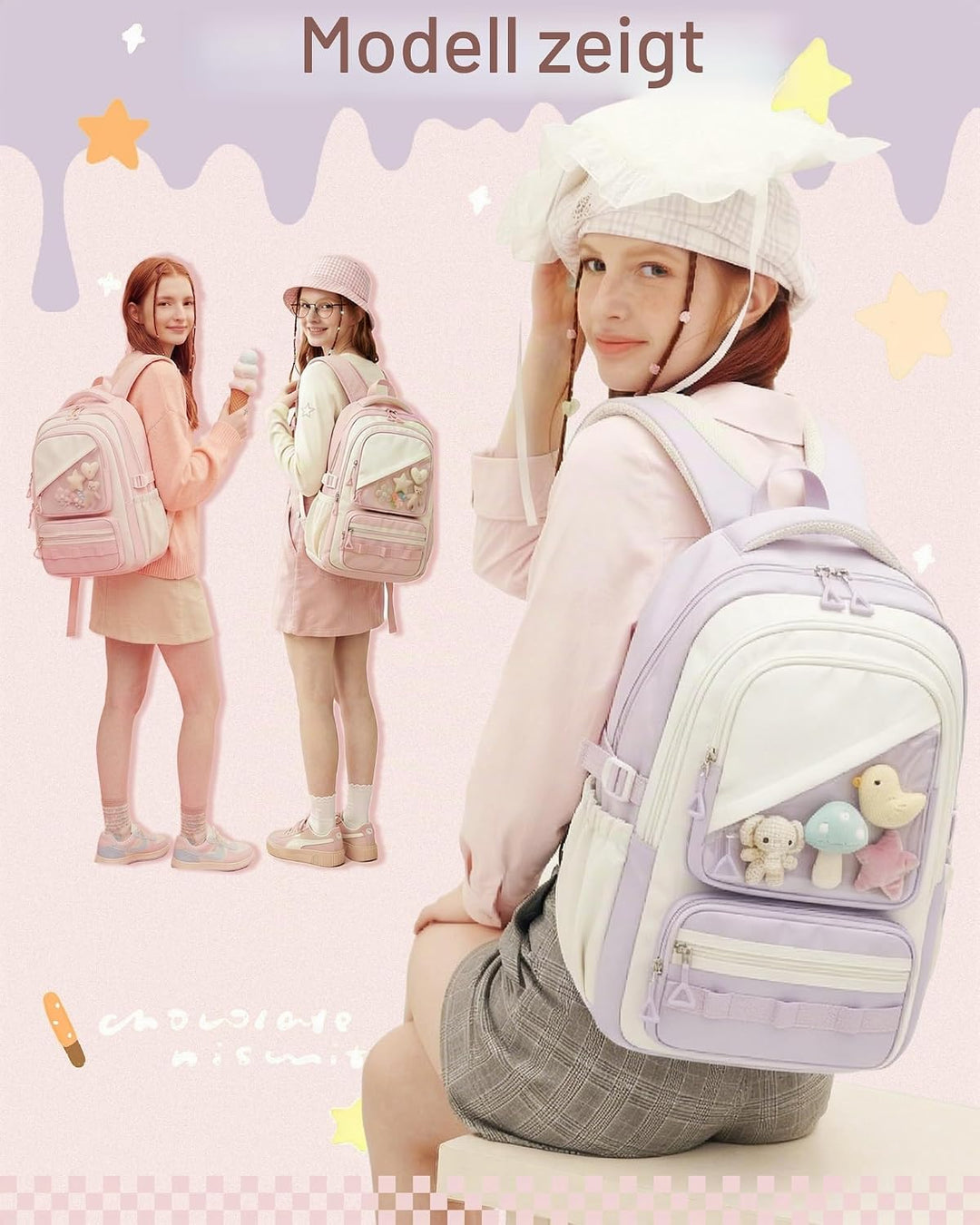 Schulrucksack Mädchen Teenager Rucksack Schule Mädchen Gross Schultasche Schulranzen für Weiterführe