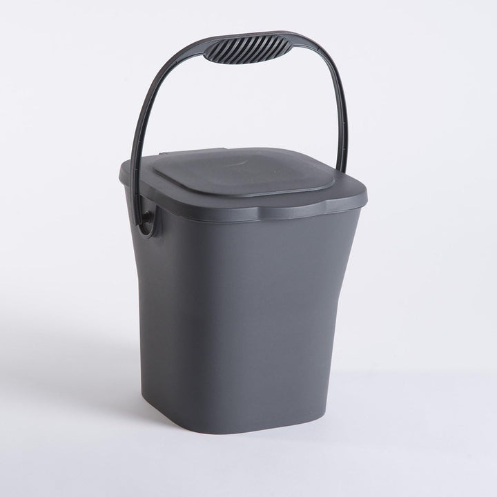 EDA 13119 G Kompakteimer 6 l mit Deckel, Polypropylen, Grau, Masse 24,8 x 23,8 x 24,3 cm