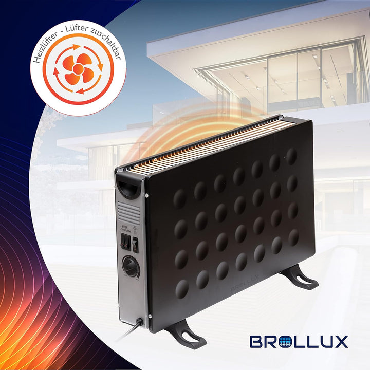 Brollux Elektroheizung 2000W mit Lüfter LUX8B mobiles Heizgerät Elektroheizkörper Konvektor Elektris