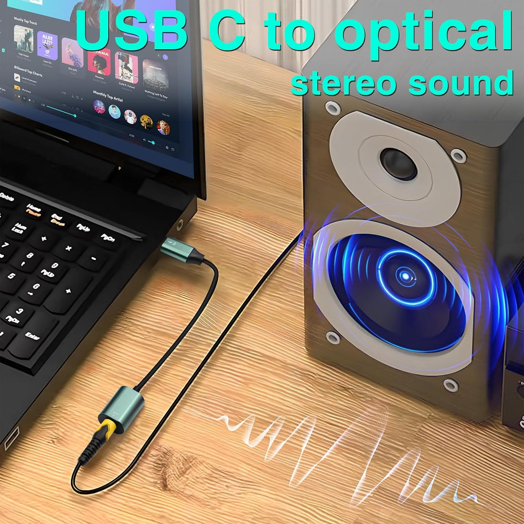 Duttek USB C zu Toslink Optik Stereo Konverterkabel 0.2 m, unidirektional, USB C Stecker auf SPDIF B