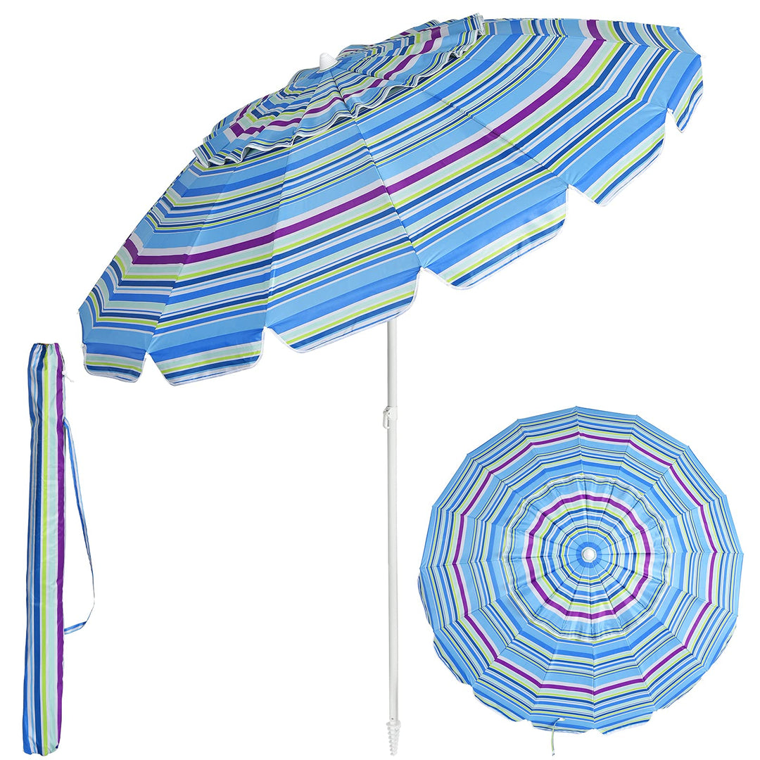 GOPLUS Sonnenschirm, Gartenschirm mit Kippbare Klappstange, Terrassenschirm inkl. Getränkehalter und