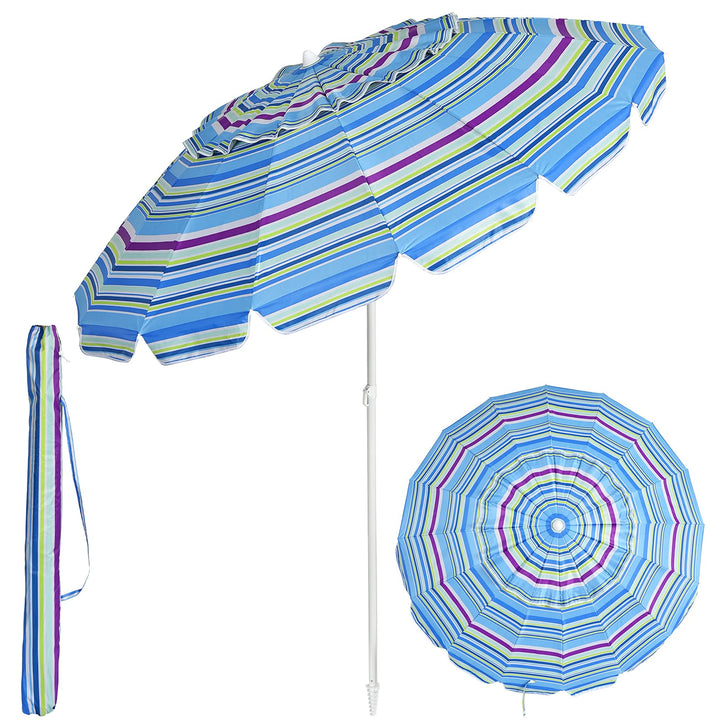GOPLUS Sonnenschirm, Gartenschirm mit Kippbare Klappstange, Terrassenschirm inkl. Getränkehalter und