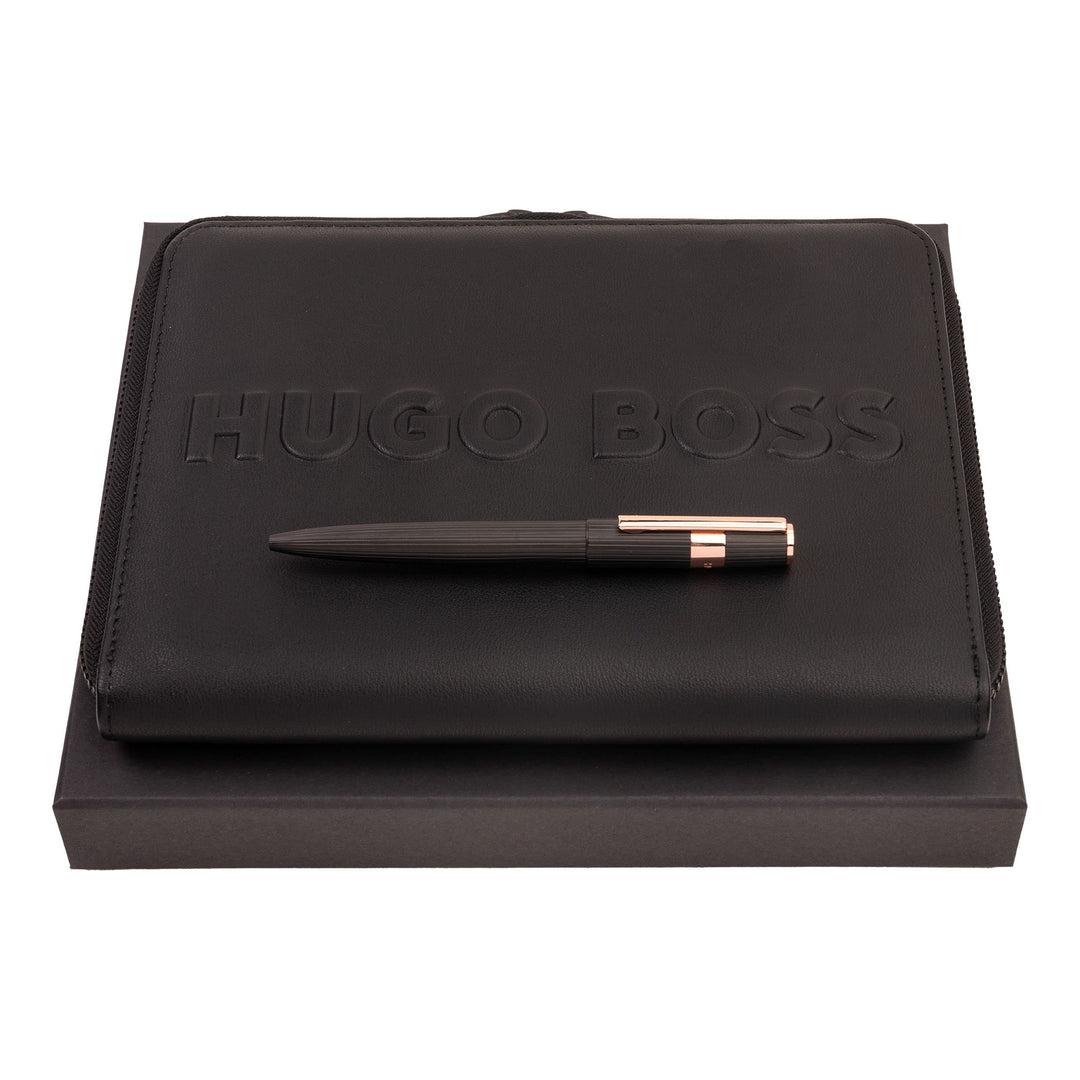 Hugo Boss Schreib-Set HPBM285E (Kugelschreiber & A5 Konferenzmappe) | Geschenkbox
