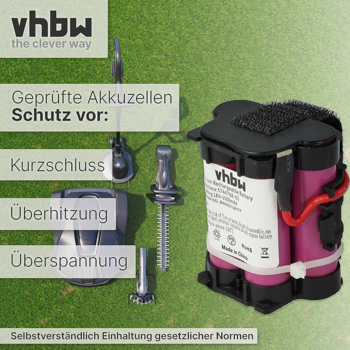 vhbw Akku kompatibel mit Gardena R38Li, R40Li, R45Li, R50Li, R70Li, R75Li, R80Li, 124562 Mähroboter