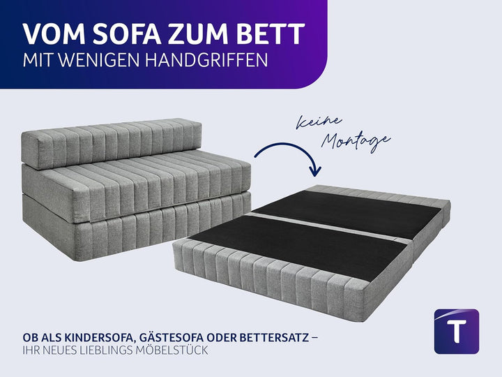 Traumnacht Doppelgästematratze / Schlafsofa, 3-Sitzer Gästesofa mit Schlaffunktion, Liegefläche ca.