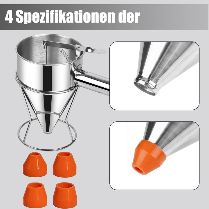Pfannkuchen Teigspender, 1200ml Pfannkuchen Teigspender Teigportionierer Edelstahl, Verdicken Kuchen