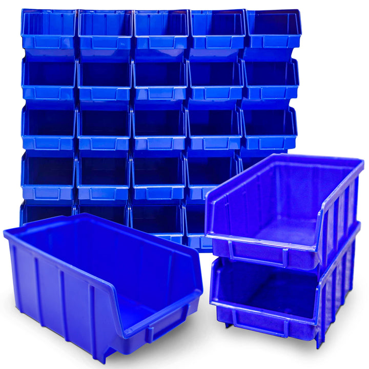 26x Stapelboxen Blau Grösse 3 (BxTxH) 145x248x127mm stapelbar blaue Sichtbox Regalbox Lagerbox Sicht