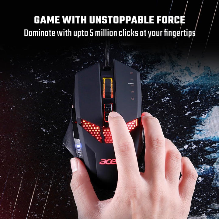 Acer Nitro Gaming Maus (4.000 DPI, anpassbar mit sechs Stufen und acht Tasten inkl. Burst Fire) rot/