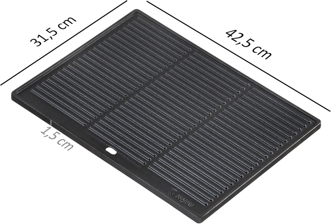 BBQ-Toro Gusseisen Grillplatte | 42,5 x 31,5 cm | Wendeplatte, beidseitig verwendbar | Rechteckig, U