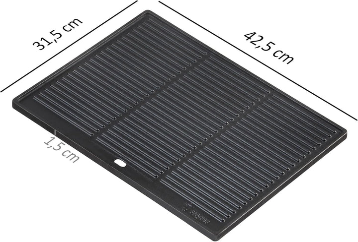 BBQ-Toro Gusseisen Grillplatte | 42,5 x 31,5 cm | Wendeplatte, beidseitig verwendbar | Rechteckig, U