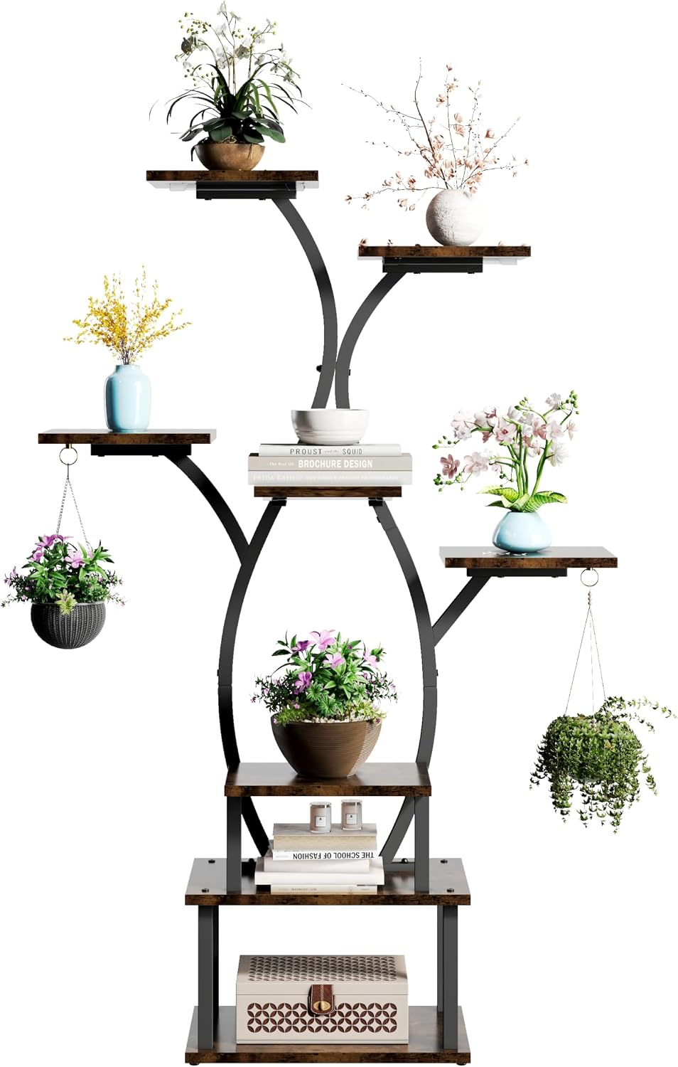 Blumenständer mit Licht Pflanzenregal mit Wachstumslicht 8 Ebenen Präsentationsständern aus Metall u