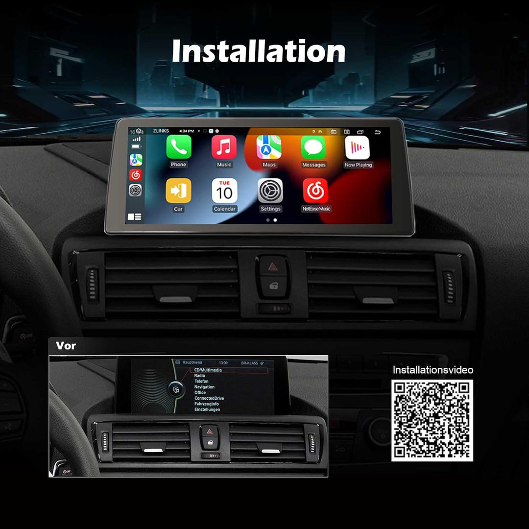 Erisin 10.25 Zoll 8-Kern 4GB+64GB Android 14 Autoradio mit GPS Navigation für BMW 1er F20 F21 2er F2