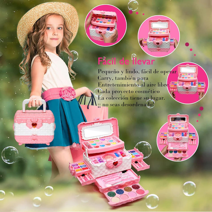 Mrabbitoo Kinderschminke Set Mädchen Schminkkoffer - Waschbar Kinder Make Up Set Schminkset Spielzeu