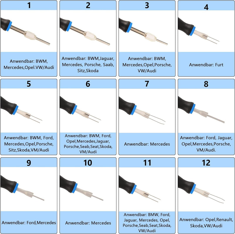 23-tlg Terminal Removal Tool Kit,Entriegelungswerkzeug KFZ Stecker Auspinnwerkzeug KFZ Set mit Robus