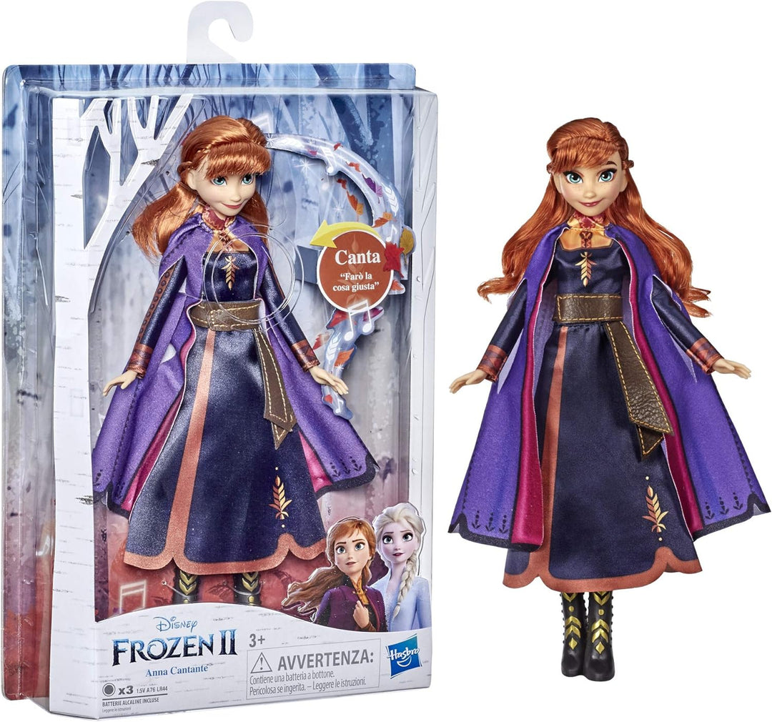 Hasbro Disney Frozen- Anna Cantante Elektronische Puppe mit Kleid, inspiriert von Film Frozen 2, meh