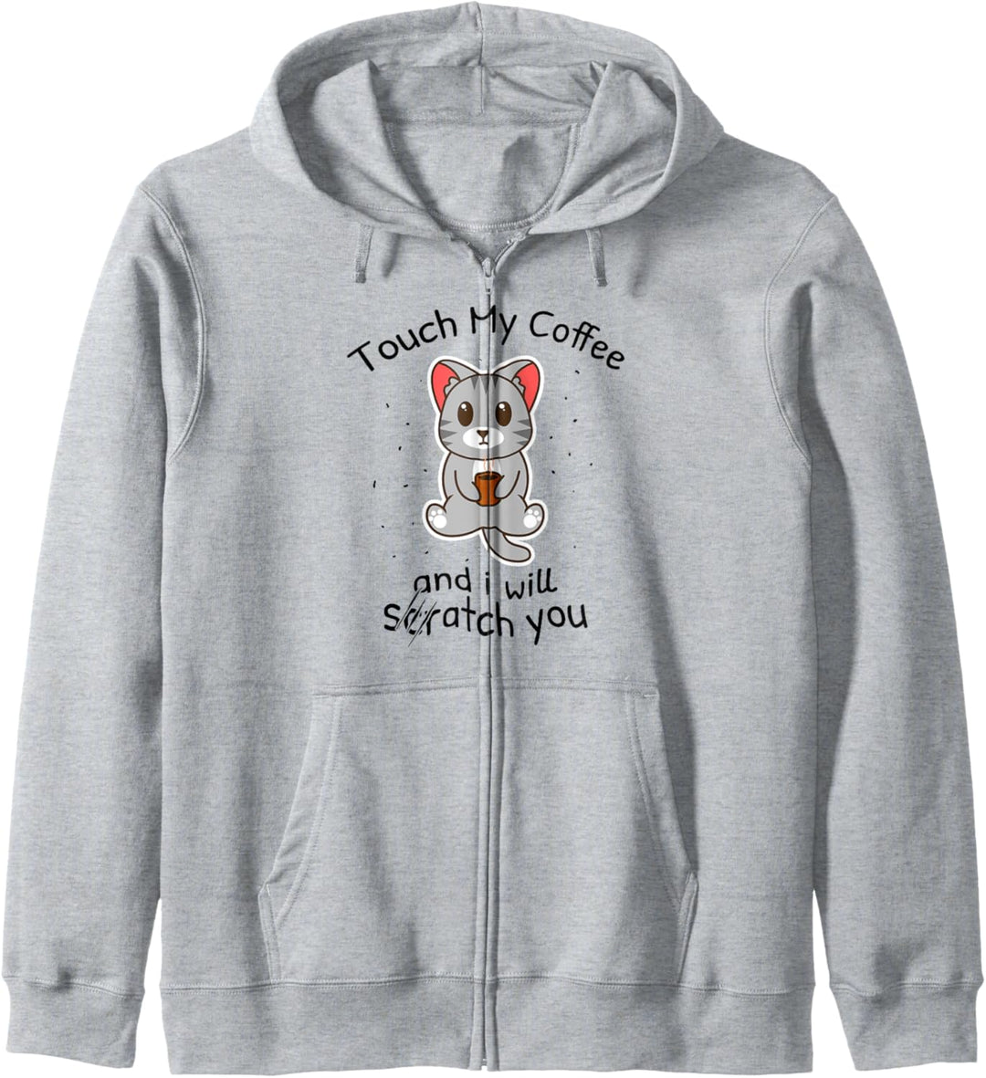 Niedliche Katze mit Kaffee Kratzer Sie Kitty Kapuzenjacke