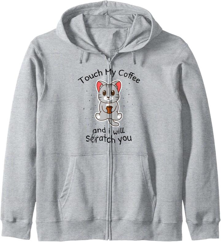 Niedliche Katze mit Kaffee Kratzer Sie Kitty Kapuzenjacke