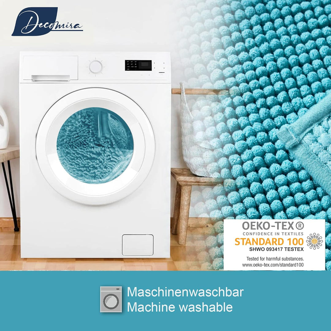 Badematte rutschfest | Als Badteppich Set kombinierbar | Badezimmer-Teppich Bad-Vorleger waschbar au