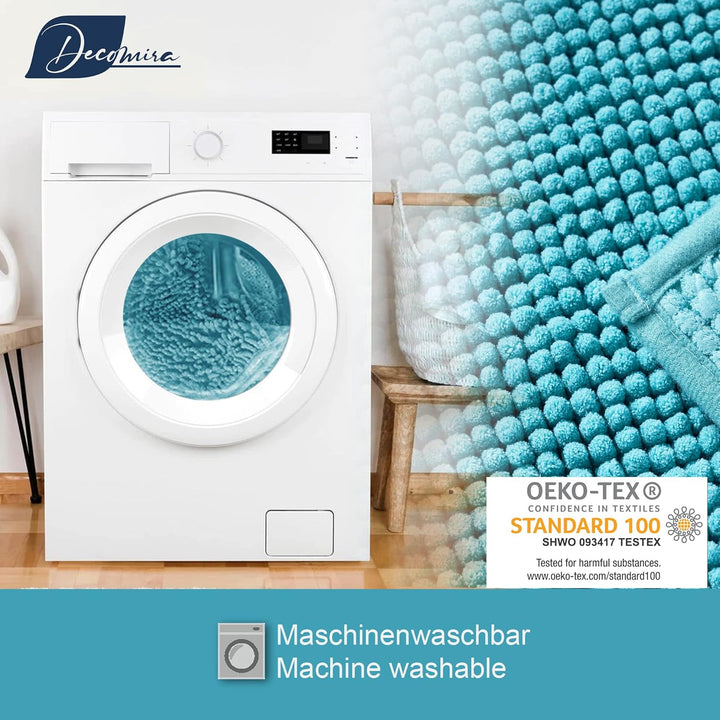 Badematte rutschfest | Als Badteppich Set kombinierbar | Badezimmer-Teppich Bad-Vorleger waschbar au