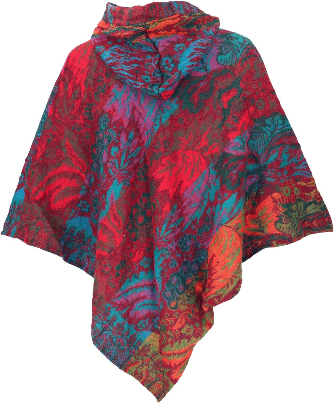 GURU SHOP Flauschiger Poncho mit Kapuze, Goa Hippie Poncho, Damen, Schwarz, Synthetisch, Size:40 40