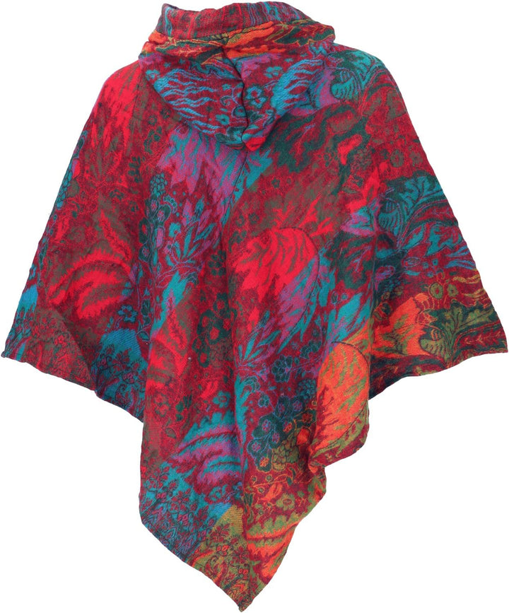 GURU SHOP Flauschiger Poncho mit Kapuze, Goa Hippie Poncho, Damen, Schwarz, Synthetisch, Size:40 40