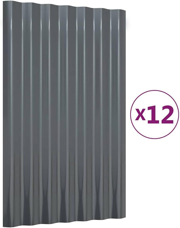 ACAGALA Dachpaneele Wellplatte aus Metall 60 x 36 cm | 12 STK. verzinkte Stahlbleche Wandplatte Meta