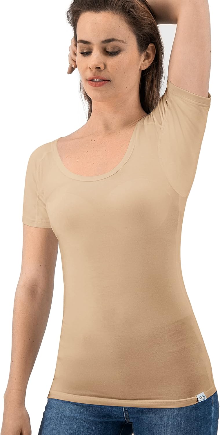 Anti Schweiss Shirt - T-Shirt gegen Schweissflecken - Anti Schweiss Unterhemd - Mit ArmPads PRO & Si