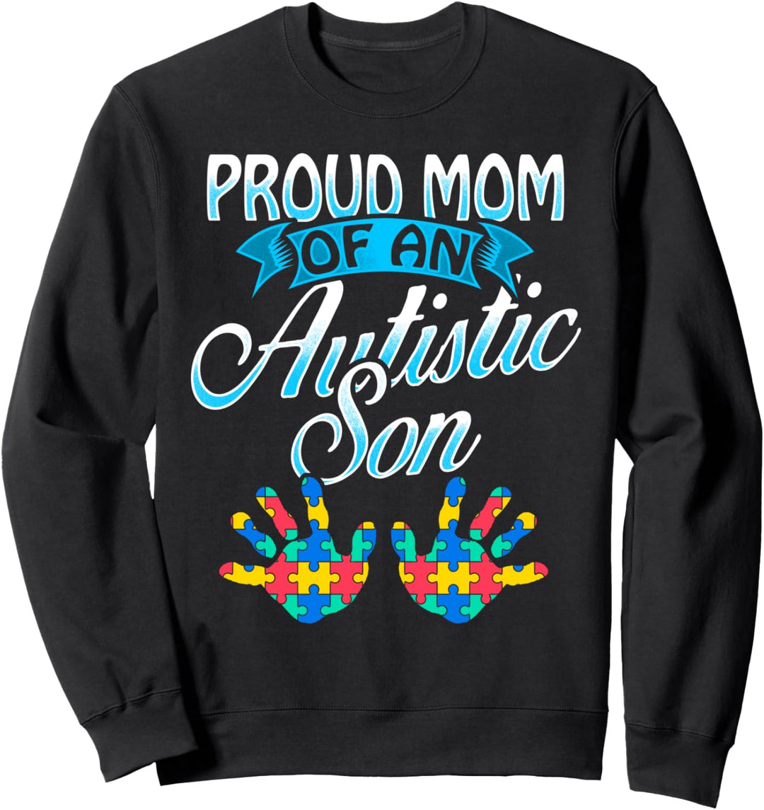 Stolze Mutter eines autistischen Autismus Handabdrücke Sweatshirt