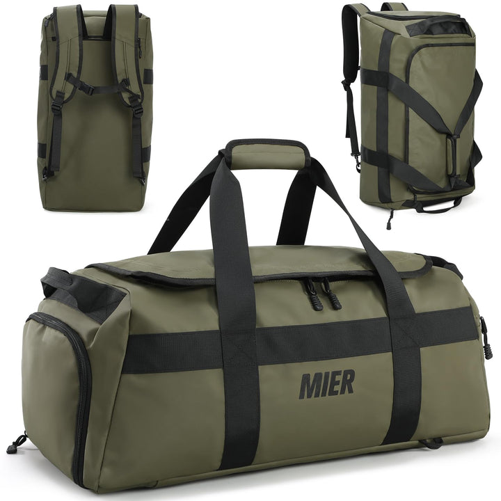 MIER Sporttasche 60L, Reisetasche Rucksack, Schuhfach, Weekender, Reisen, Grün, Grün