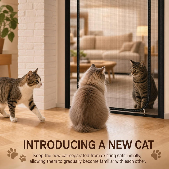 90cm x 200cm Katzengitter Tür - Katzengitter Balkontür Katzenschutz mit Reissverschluss Katzen aus L