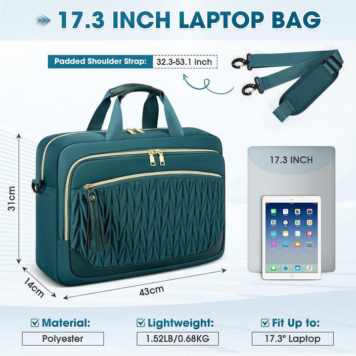 RAINSMORE Laptoptasche 17,3 Zoll für Damen Aktentasche Wasserdichte Arbeitstasche Grosse Lehrertasch