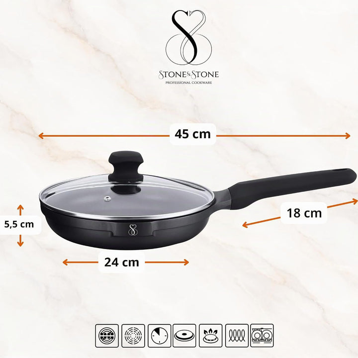 Bratpfanne 24 cm Induktionsgeeignet,Spülmaschinengeeignet, einfache Reinigung, entwickelt mit deutsc