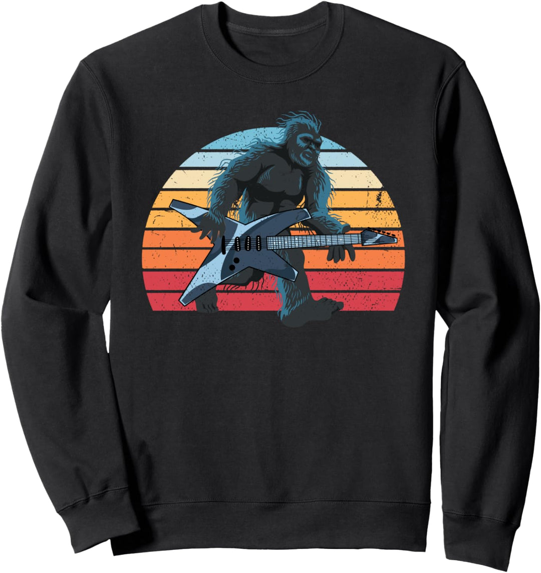 Rock Musiker Kryptid Gitarrist Retro Bigfoot Gitarre Sweatshirt
