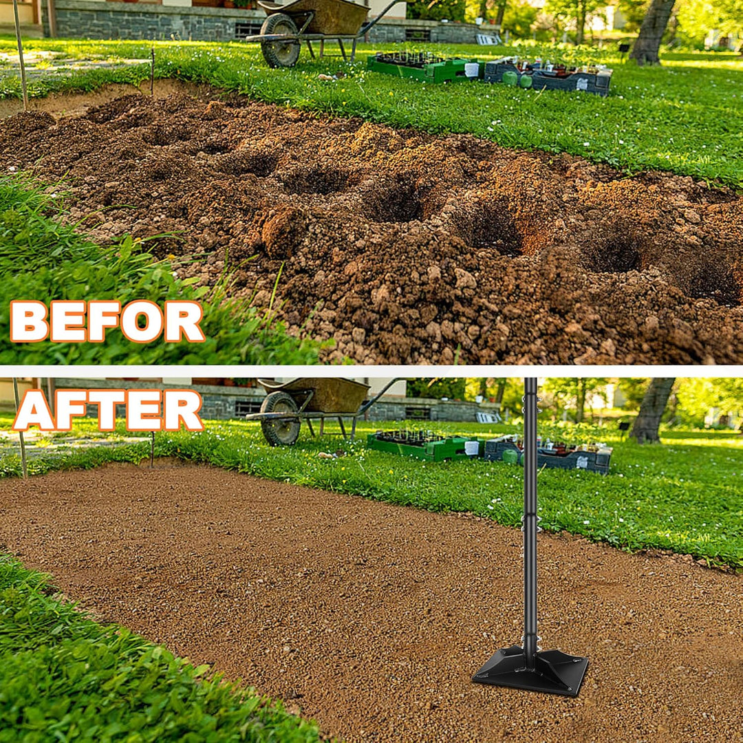 Garden Steel Tamper with 45 Inch Handle Hand Ground Tamper Tool, Durable Plate Soil Compactor, Garde