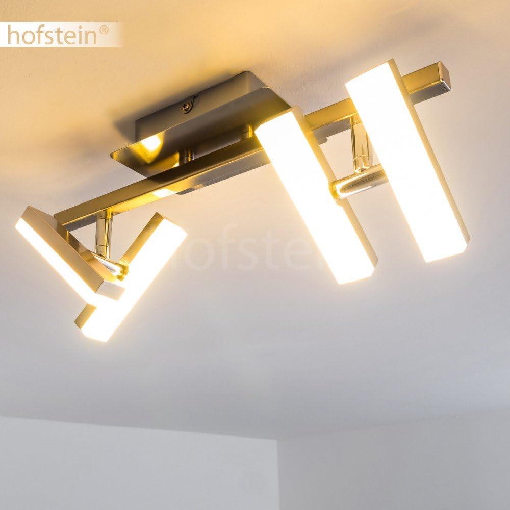 LED Deckenleuchte Sakami, Deckenleuchte in Nickel-matt, 4-flammig, mit 4 verstellbaren Strahlern, je