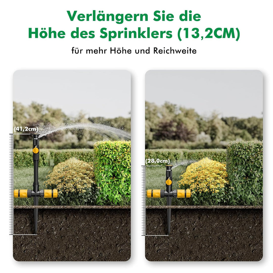 RESTMO Rasensprenger mit Erdspiess zur Gartenbewässerung, Mehrfach einstellbares Rasensprinkler, Fle