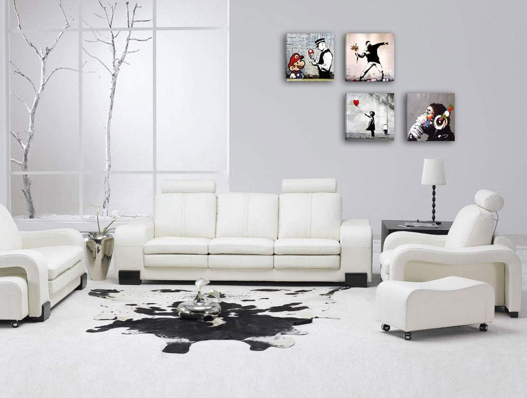 Degona Moderne Bilder Banksy 4 Stück jeweils 30 x 30 cm Druck auf Leinwand abstrakte Kunst XXL Dekor