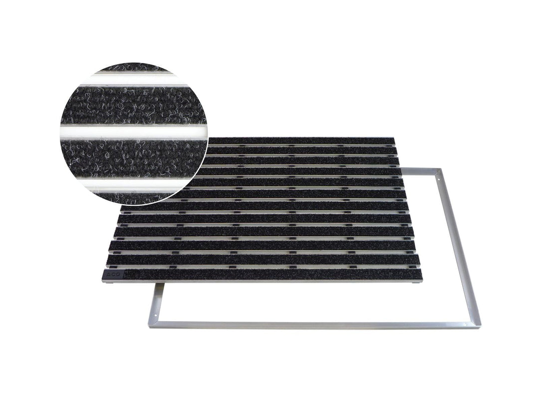 ACO Self® Schuhabstreifer Rips Anthrazit mit Alu Winkelrahmen 75 cm x 50 cm (B x H), 75 cm x 50 cm (