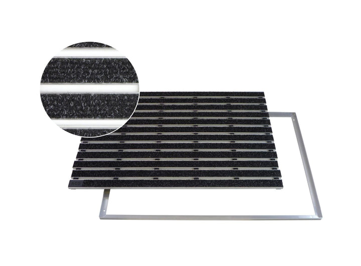 ACO Self® Schuhabstreifer Rips Anthrazit mit Alu Winkelrahmen 75 cm x 50 cm (B x H), 75 cm x 50 cm (