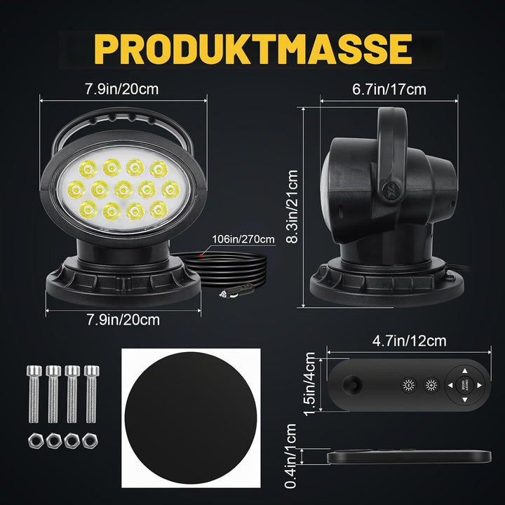 RIGIDON 5D 50w Led strahler aussen mit Fernbedienung, Led arbeitsscheinwerfer mit magnetfuss, Spot O