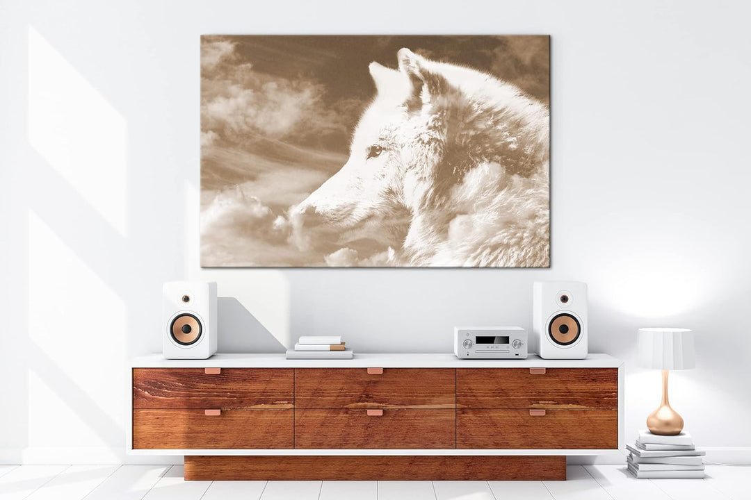 deyoli himmlicher stolzer Wolf Format: 80x60 Effekt: Sepia als Leinwandbild, Motiv fertig gerahmt au
