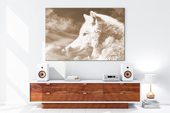 deyoli himmlicher stolzer Wolf Format: 80x60 Effekt: Sepia als Leinwandbild, Motiv fertig gerahmt au